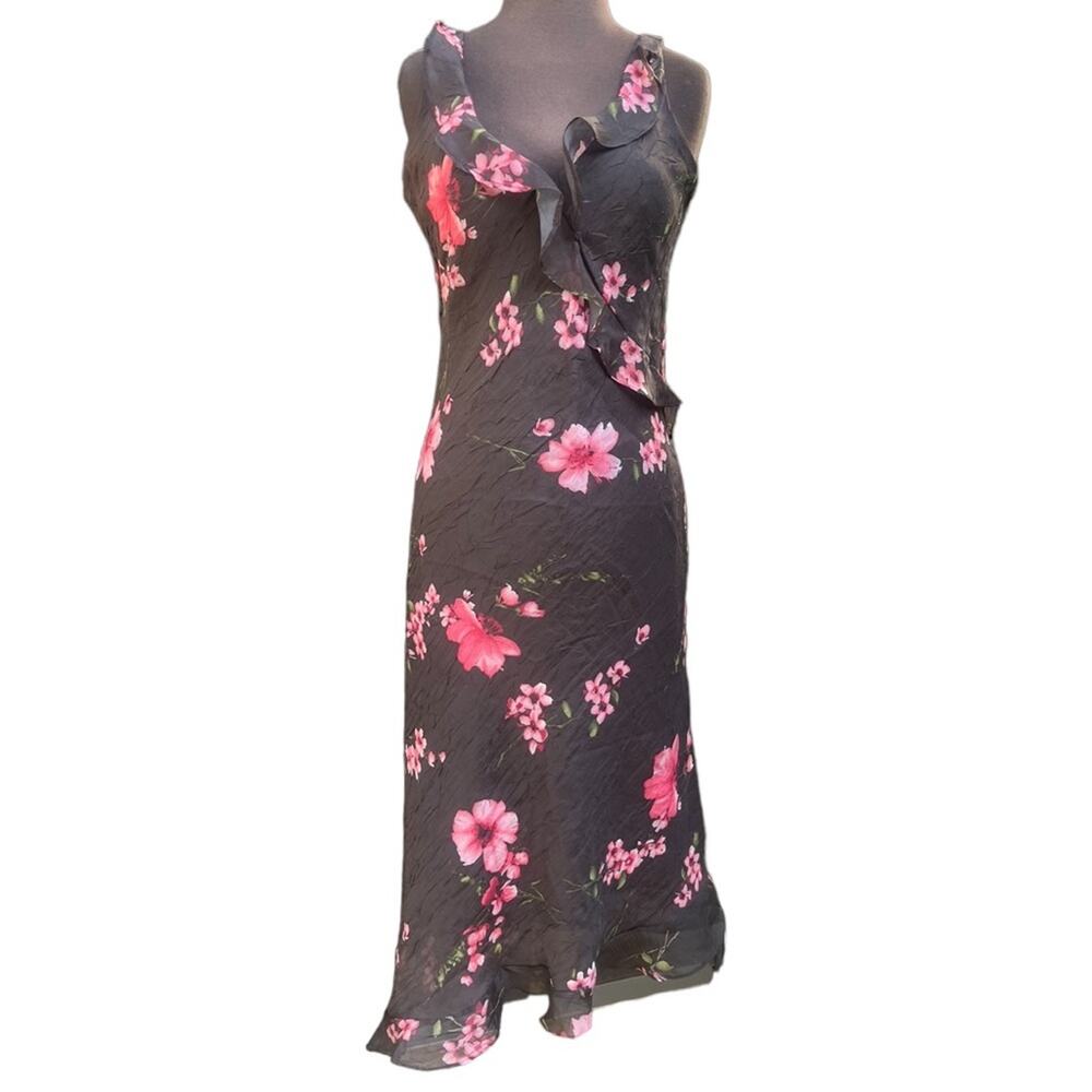 Vtg Floral Ruffled Asymmetric Sundress Slip Dress Size M Fairy Boho Whimsigoth